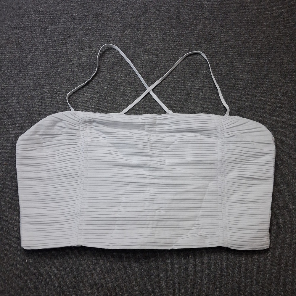 Madewell White Pintuck Smocked Cami Crop Top Adjustable Straps NL058 Size 14